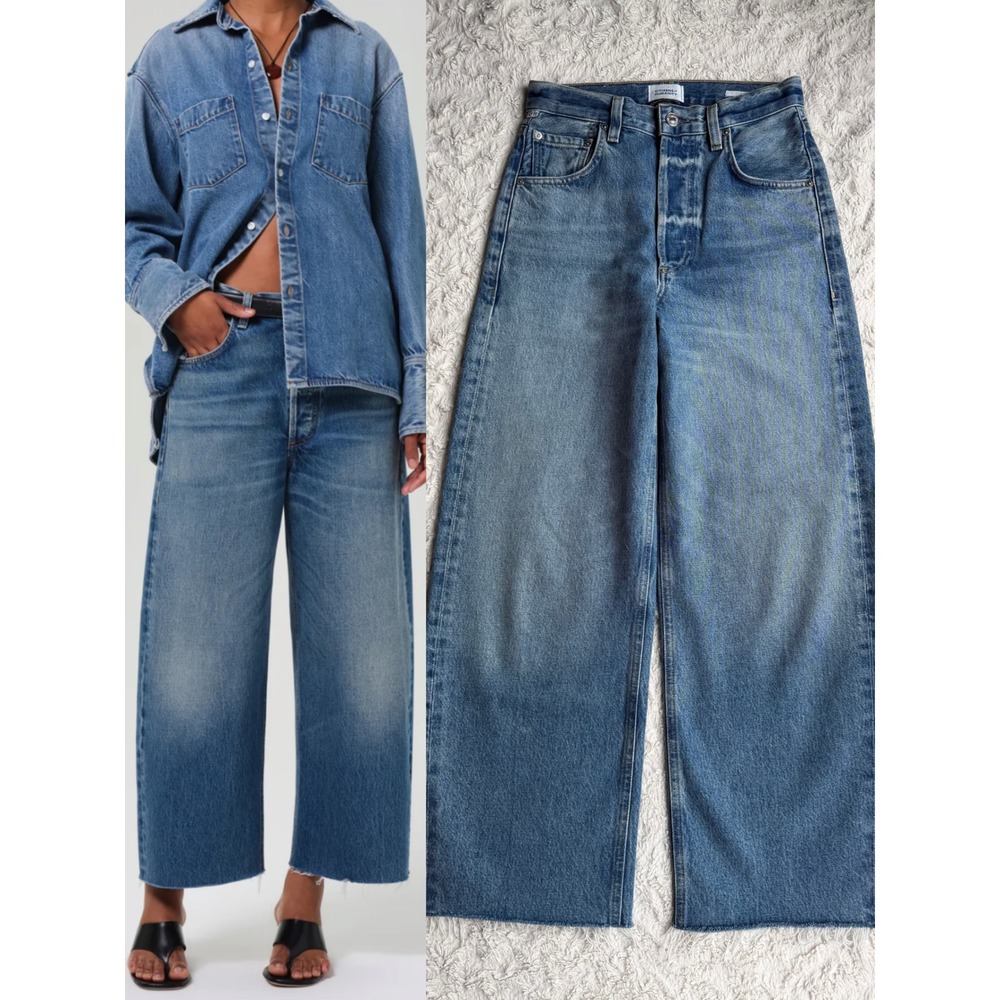 Citizens of Humanity Ayla Raw Hem Crop Jeans Doheny Blue Wide Leg 24 2117-3017 - Picture 15 of 15